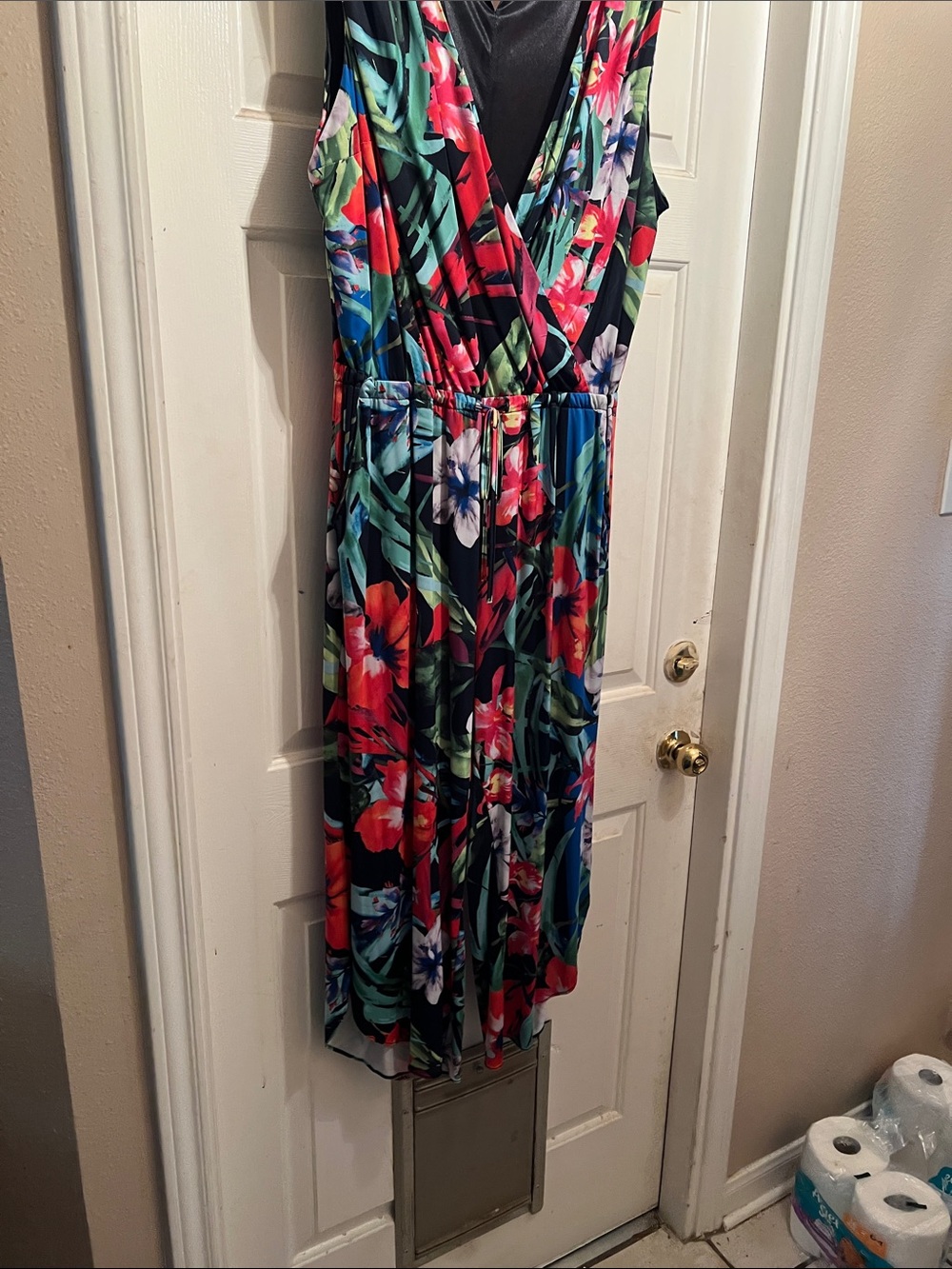 Tropical Floral Sleeveless Maxi Dress - Multicolor